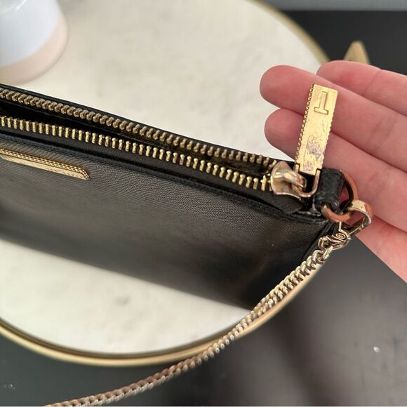 Ted Baker Black Mini Grain Minimalist Crossbody Bag with Gold Chain Hardware - Picture 15 of 16